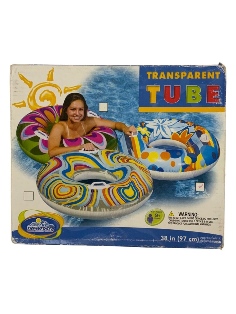 Intex The Wet Set Transparent Pool Tube Float 38 in Colorful Design Clear Panels